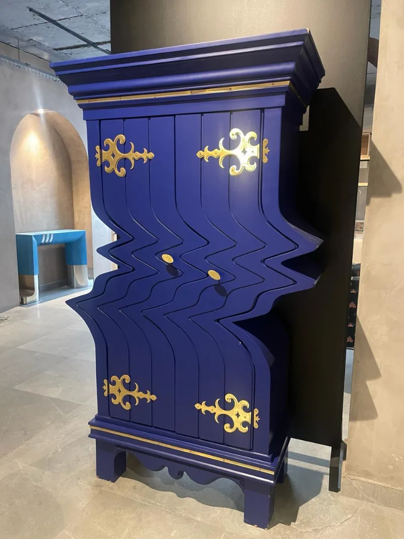 Glitch Cabinet Wood & Brass sculpture by FormForge