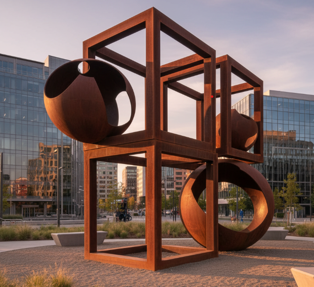 Parametric modular sculpture by FormForge — algorithmic metal installation, India