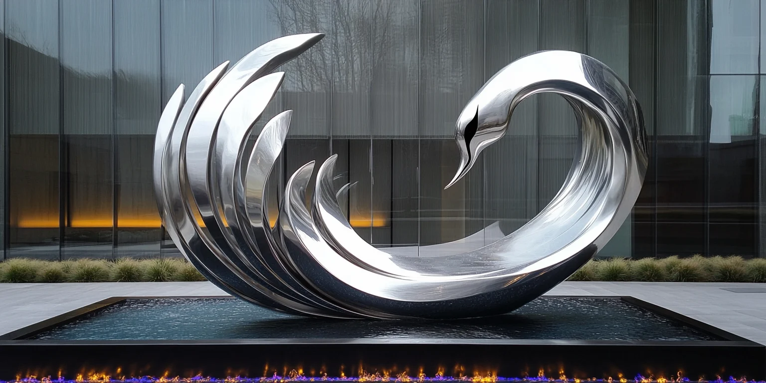 Corporate plaza sculpture by FormForge — stainless steel installation for office development, India