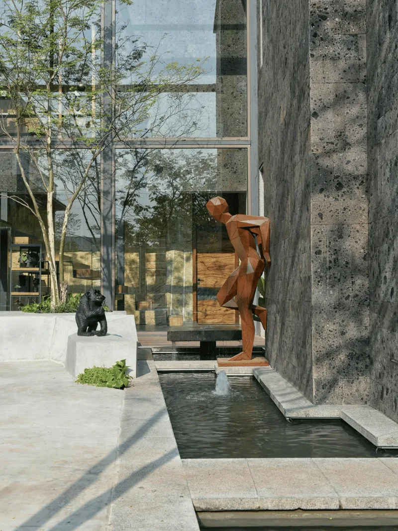 Leaning Man Sculpture in Hyderabad, India, 2023