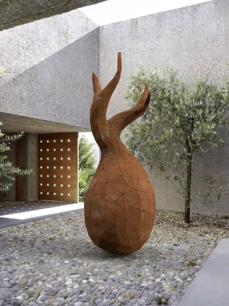 Seed nature-inspired art sculpture made of corten steel
